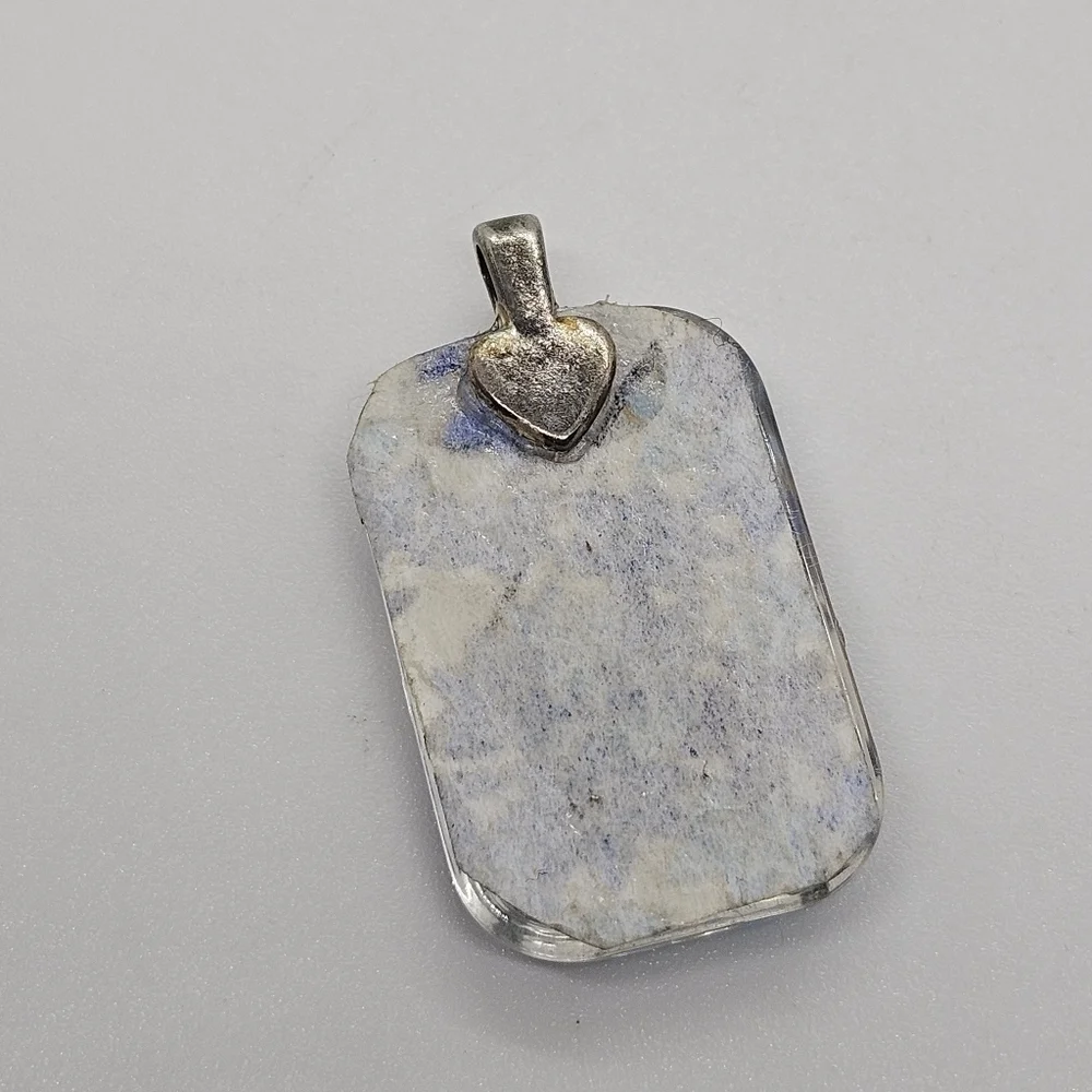rectangular art glass pendant blue leaves flowers stars